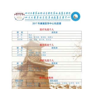 我中心2017年度光荣榜