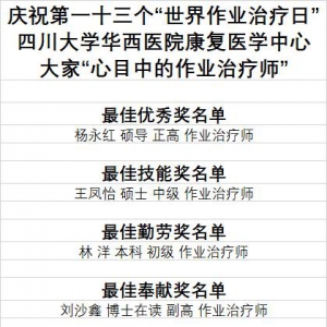 我中心举办“大家心目中的作业治疗师”群众评选活动庆祝第13个“世界作业治疗日”