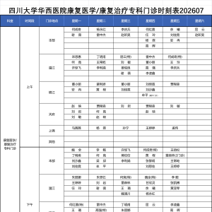 四川大学华西医院康复医学中心门诊信息202607
